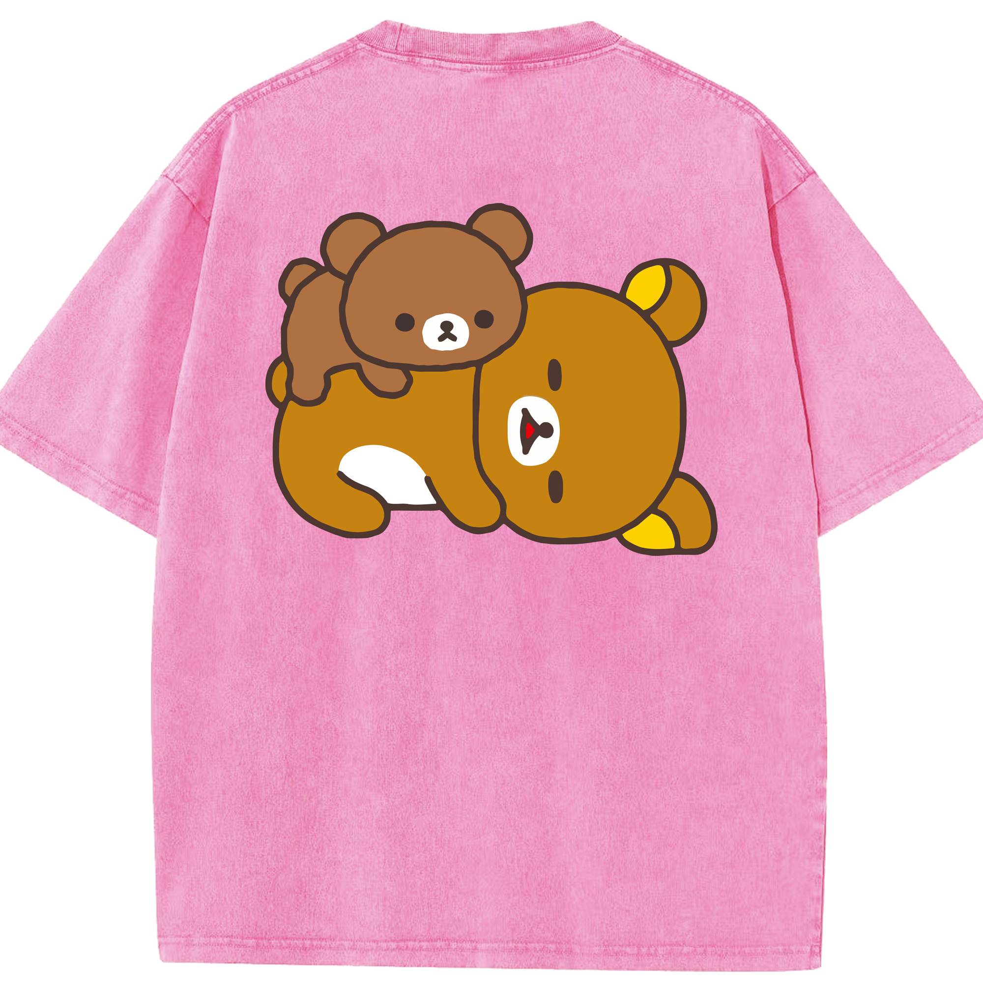 （画像用） リラックマ リラックマ キイロイトリ Rilakkuma Korilakkuma Kiiroitori 綿100% ヴィンテージ風 半袖Tシャツ（背面プリント）